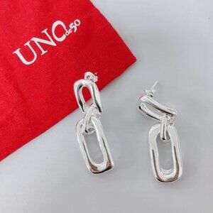 UNO de 50 DATE EARRINGS Semi Long Earrings Rectangular Link Chains Overlayed